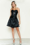 Cocktail Dresses Pleated Metallic Short Homecoming A Line Cocktail Dress Black