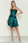 Cocktail Dresses Pleated Metallic Short Homecoming A Line Cocktail Dress Emerald
