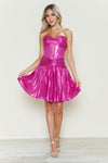 Cocktail Dresses Pleated Metallic Short Homecoming A Line Cocktail Dress Pink