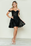 Cocktail Dresses Homecoming A Line Sequin Applique Short Cocktail Dress Black