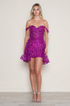 Cocktail Dresses Homecoming A Line Sequin Applique Short Cocktail Dress Fuchsia