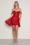 Cocktail Dresses Homecoming A Line Sequin Applique Short Cocktail Dress Red