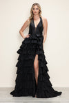 Prom Dresses Long Tiered A Line Formal Prom Dress Black