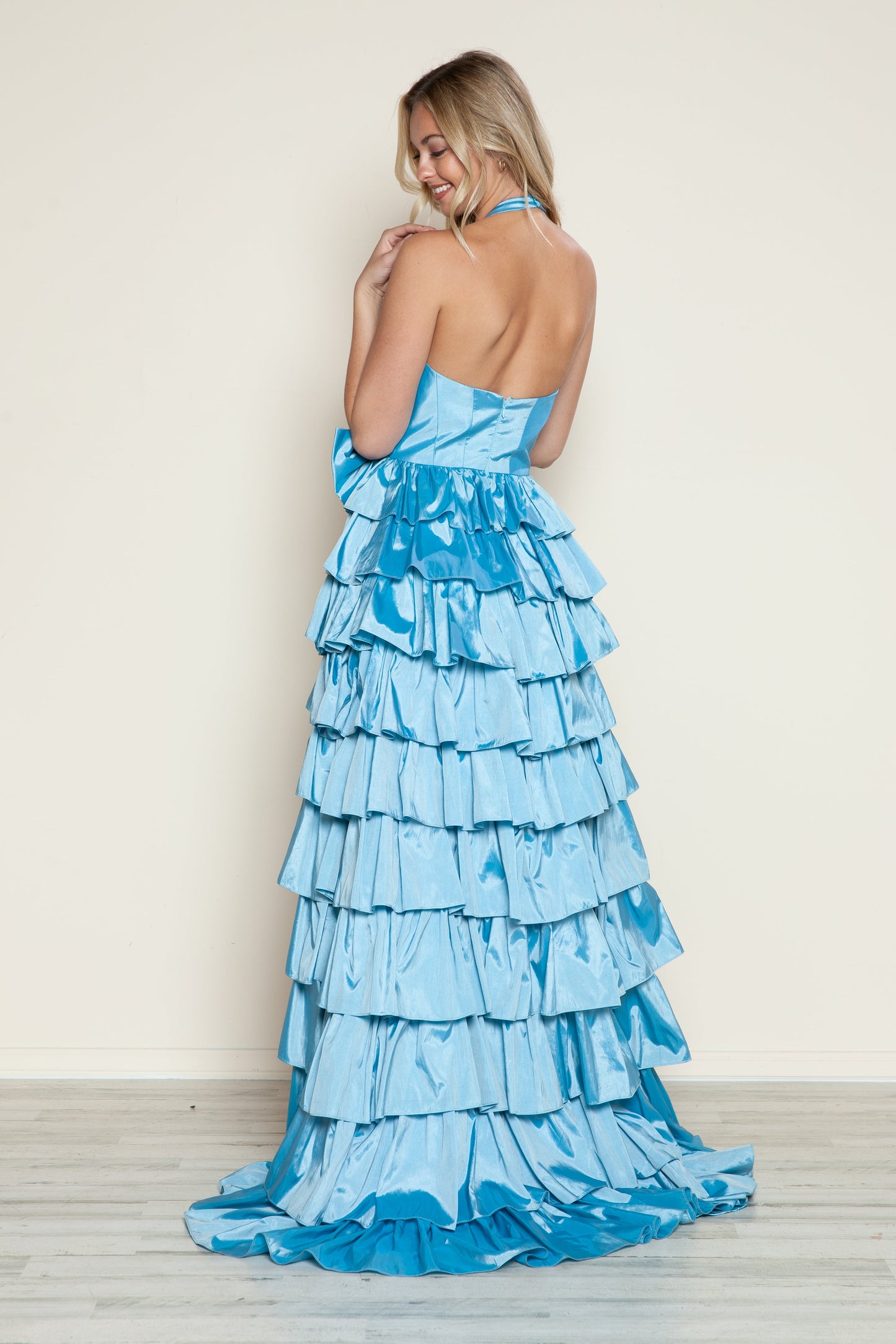 Prom Dresses Long Tiered A Line Formal Prom Dress Blue