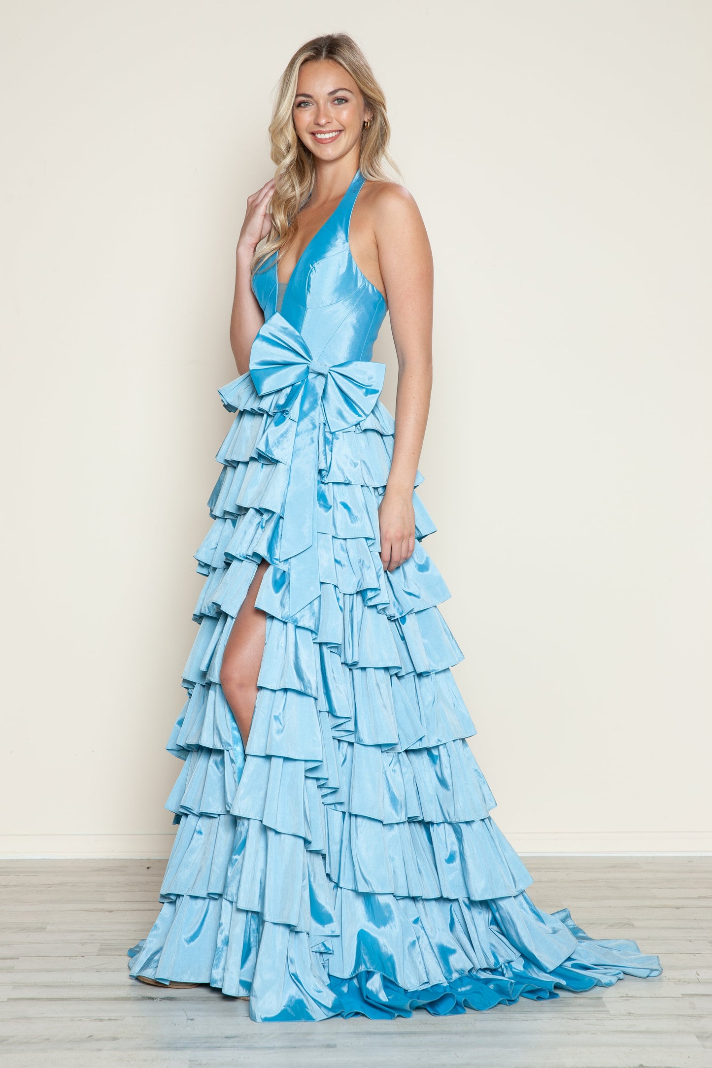 Prom Dresses Long Tiered A Line Formal Prom Dress Blue