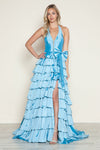 Prom Dresses Long Tiered A Line Formal Prom Dress Blue