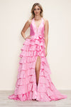 Prom Dresses Long Tiered A Line Formal Prom Dress Pink