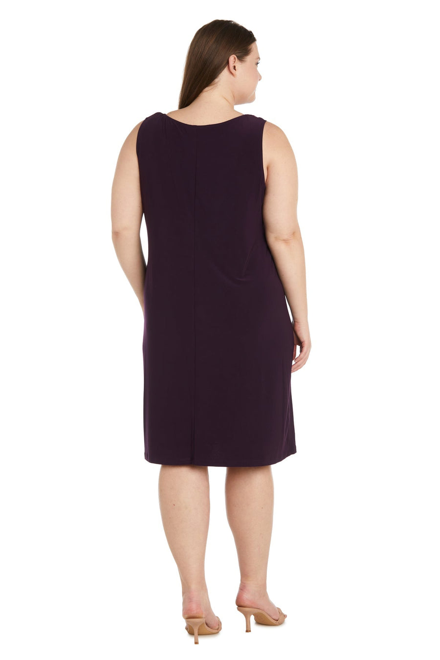 Plus Size Dresses Short Printed Floral Jacket Mother of the Bride Dress Eggplant