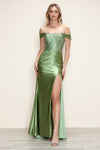 Prom Dresses Long Fitted Slit Formal Beaded Prom Dress Sage