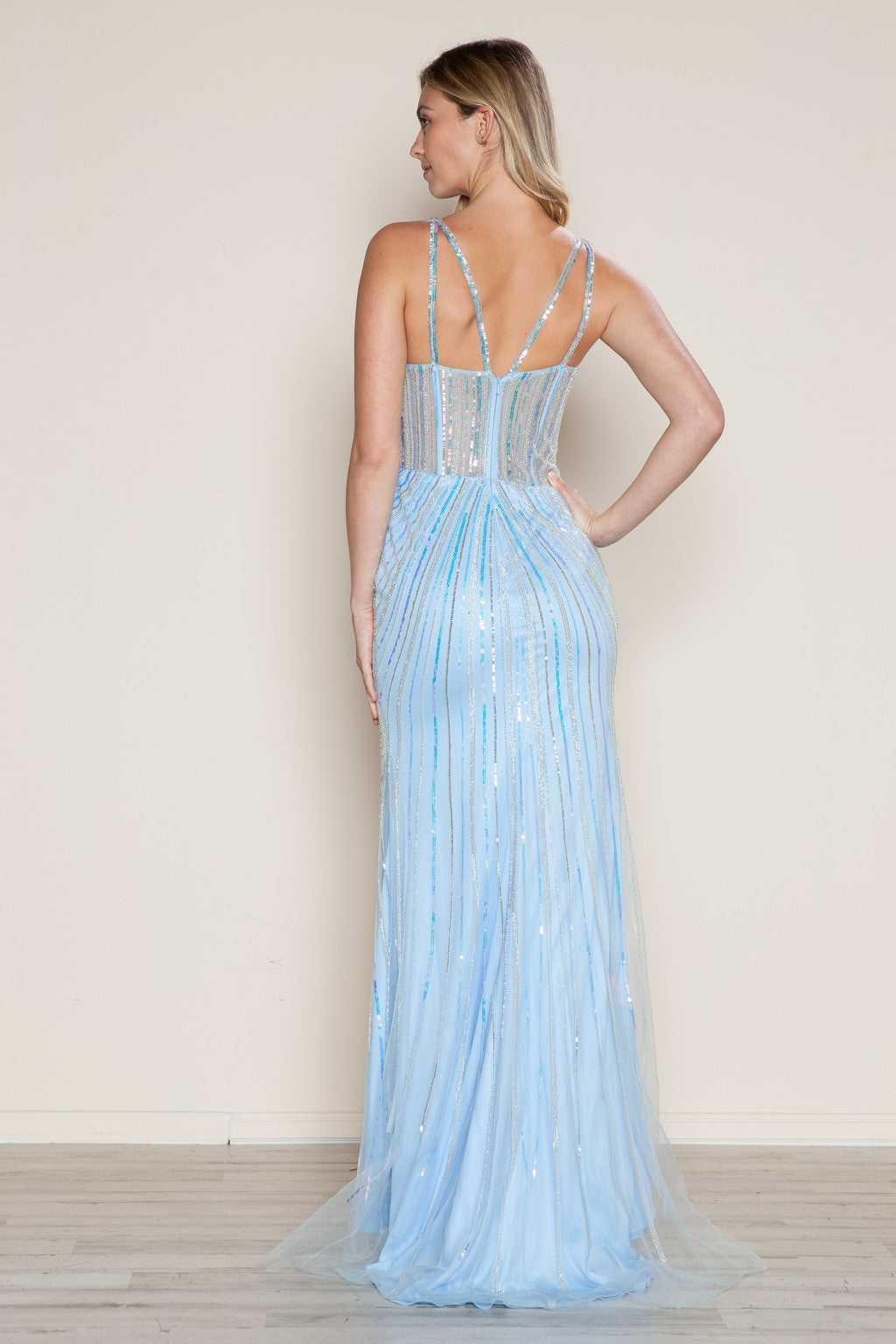 Prom Dresses Sequin Long Formal Fitted Prom Dress Blue