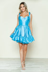 Cocktail Dresses Short A Line Ruffled Homecoming Cocktail Dress Blue