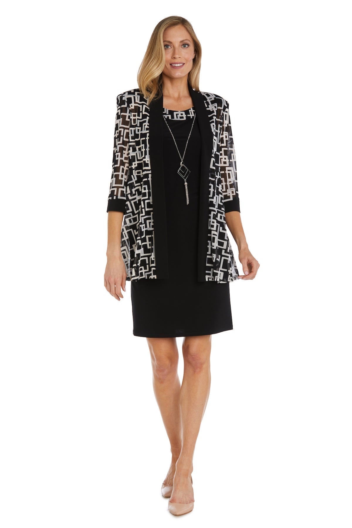 Mother of the Bride Dresses Short Print Jacket Mother of the Bride Black/White