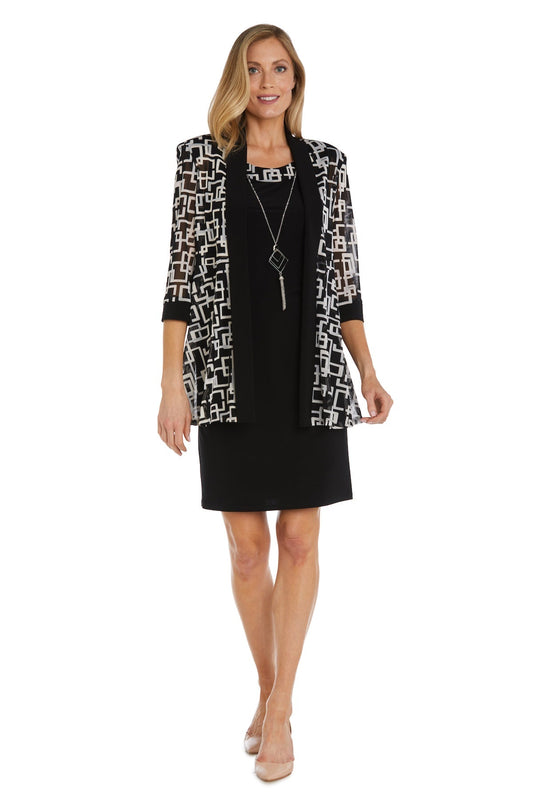 Mother of the Bride Dresses Short Print Jacket Mother of the Bride Black/White