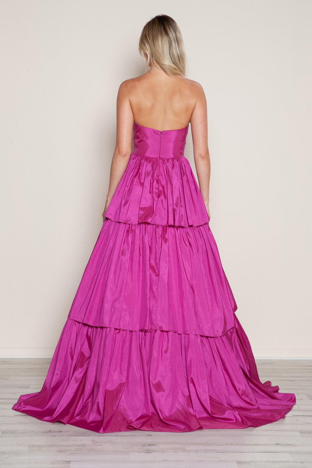 Prom Dresses A Line Long Formal Tiered Prom Dress Hot Pink