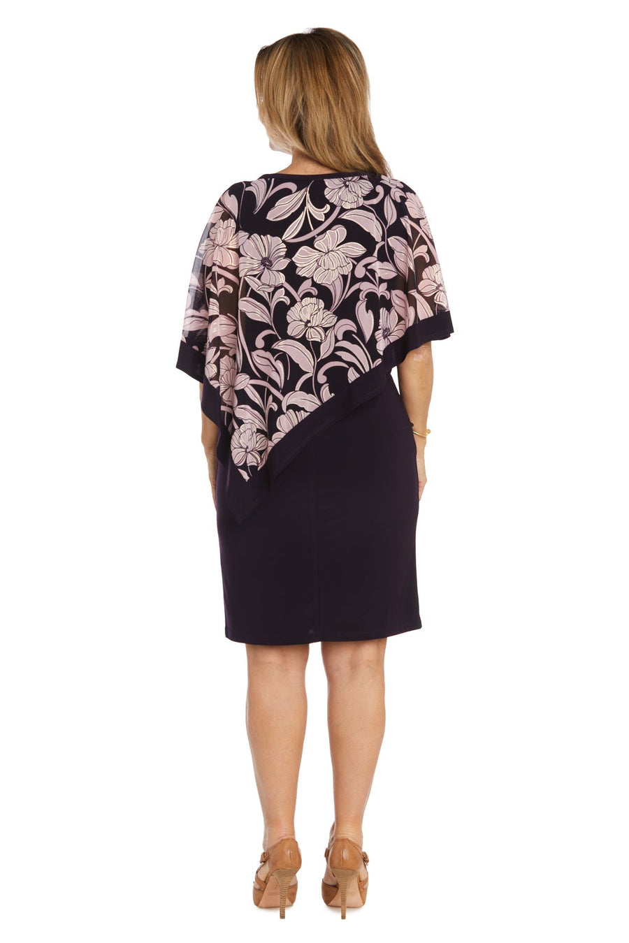 Cocktail Dresses Short A Line Floral Cocktail Plus Size Dress Eggplant/Rose