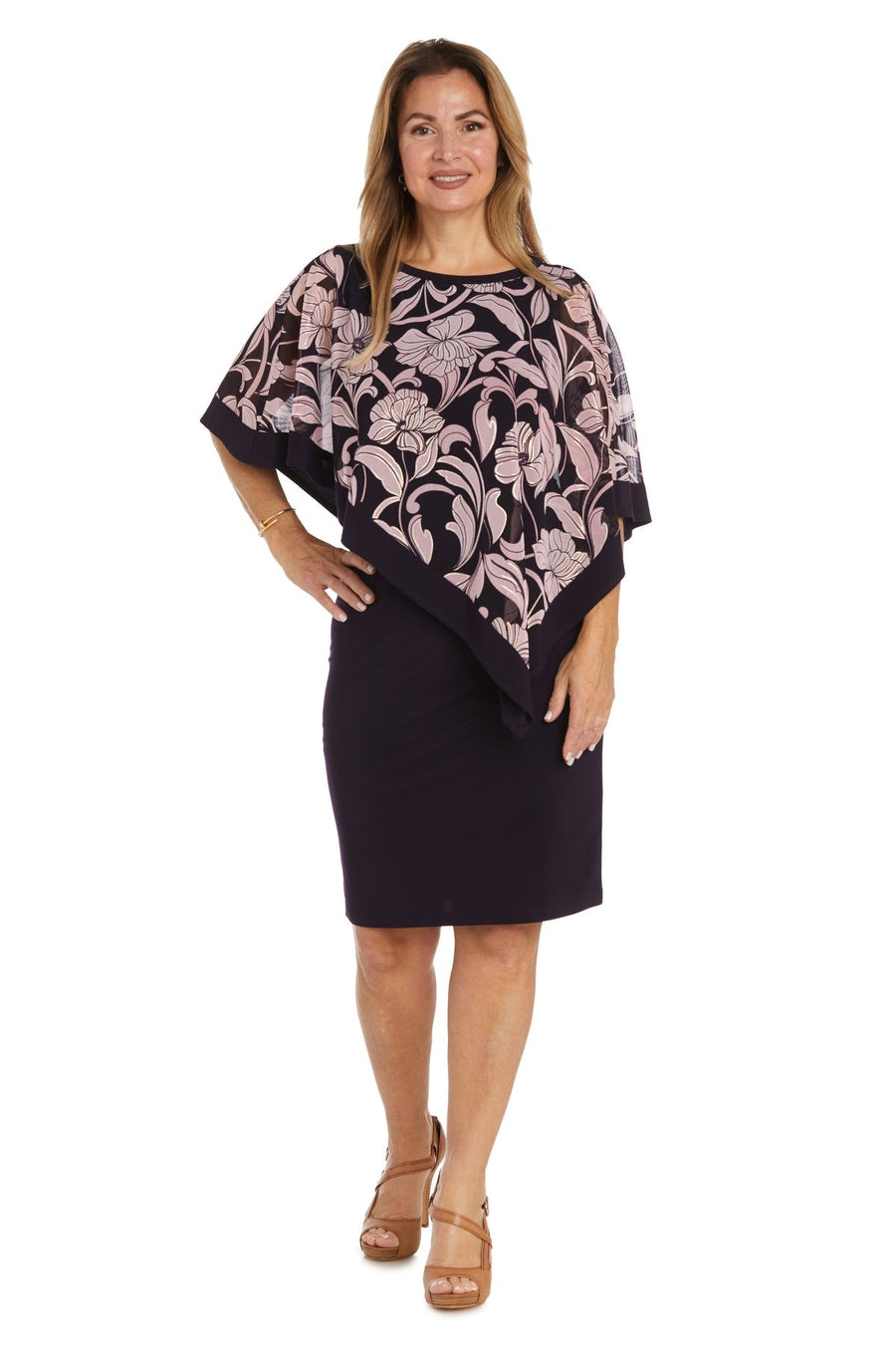 Cocktail Dresses Short A Line Floral Cocktail Plus Size Dress Eggplant/Rose