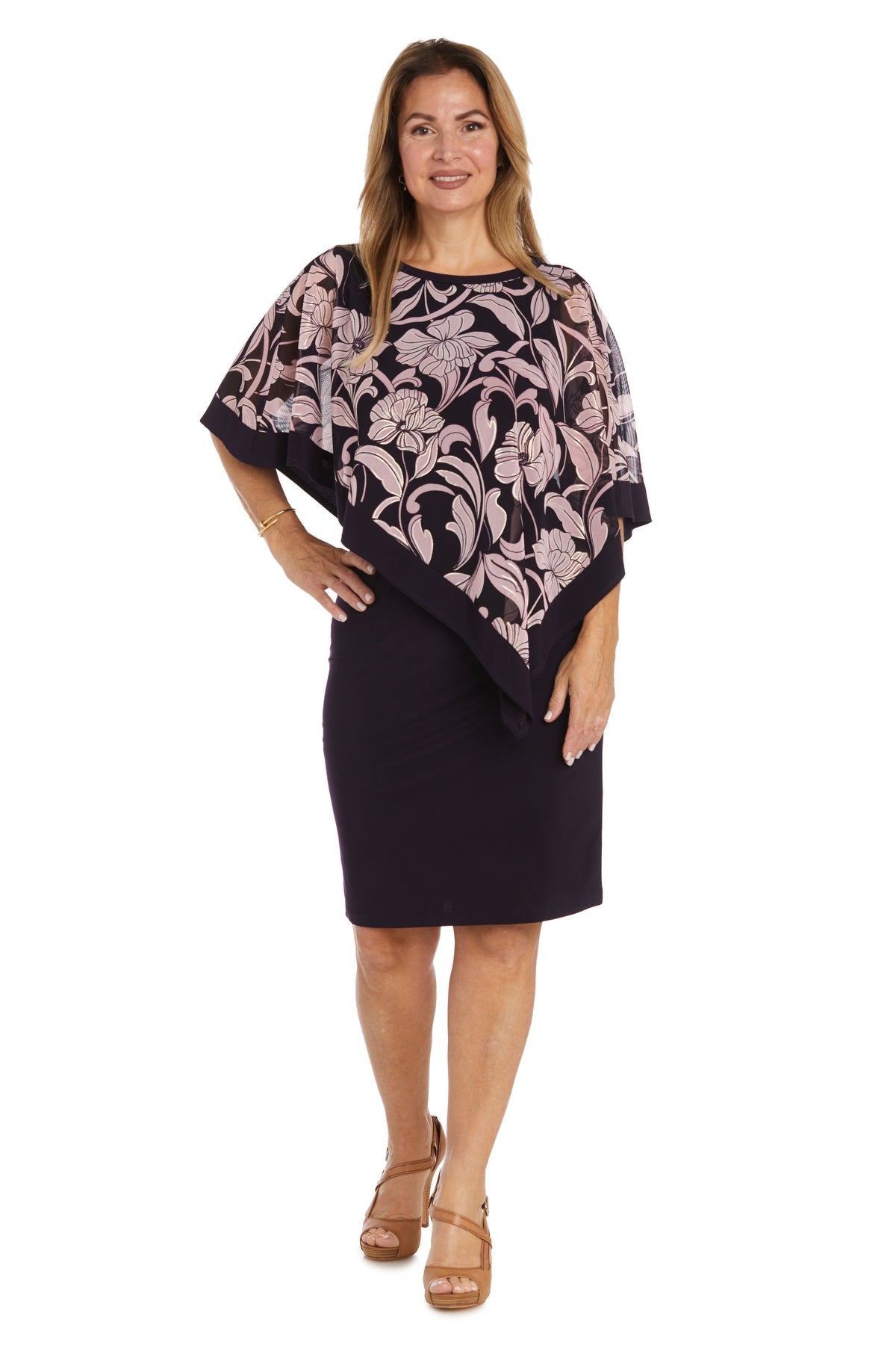 Cocktail Dresses Short A Line Floral Cocktail Plus Size Dress Eggplant/Rose