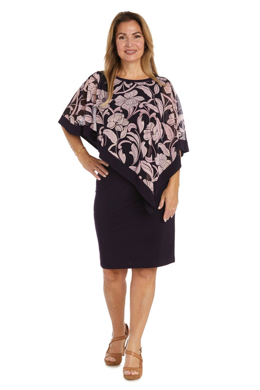Cocktail Dresses Short A Line Floral Cocktail Plus Size Dress Eggplant/Rose