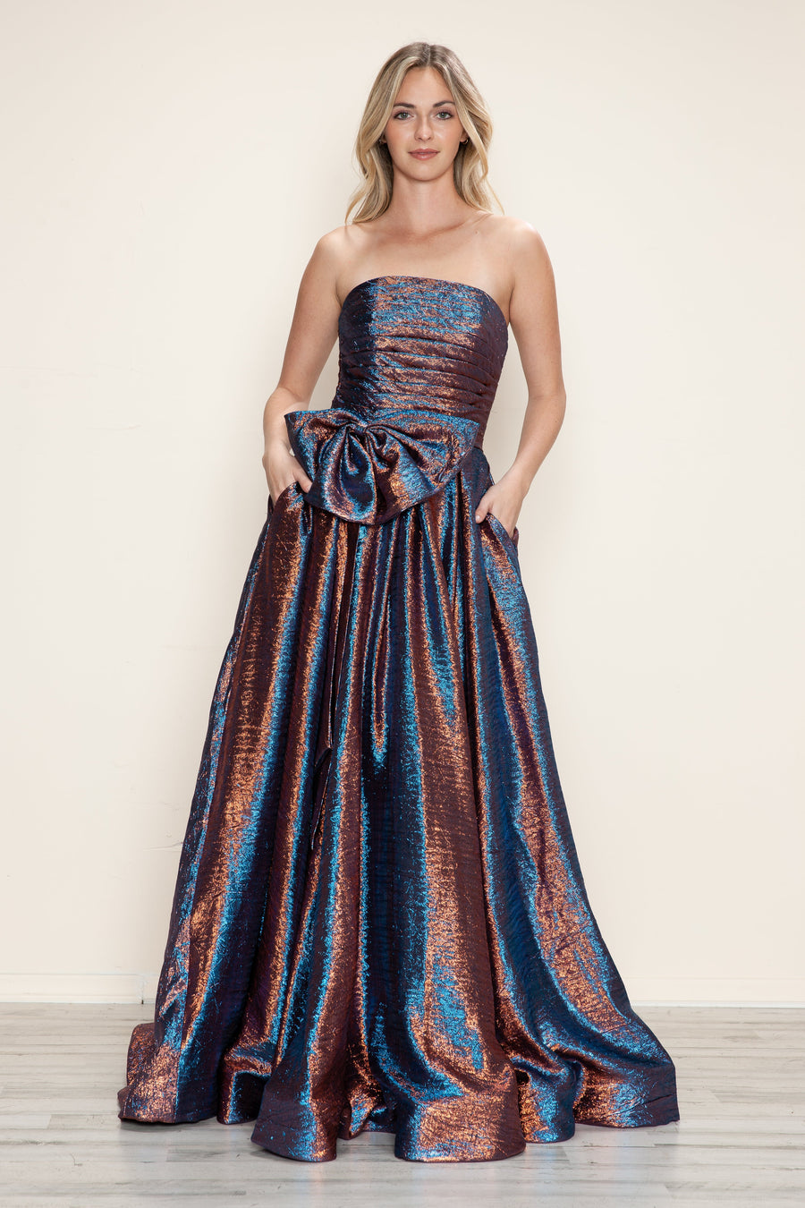 Prom Dresses  Metallic Long Formal A Line Prom Dress Turquoise/Bronze