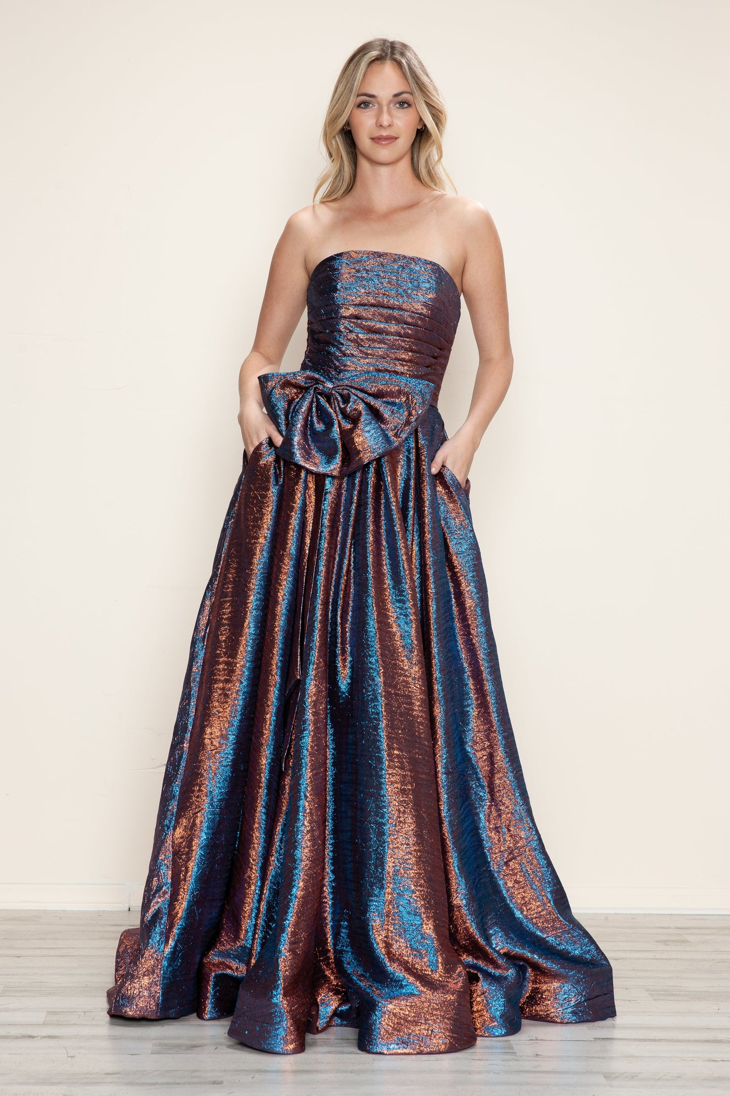 Prom Dresses  Metallic Long Formal A Line Prom Dress Turquoise/Bronze