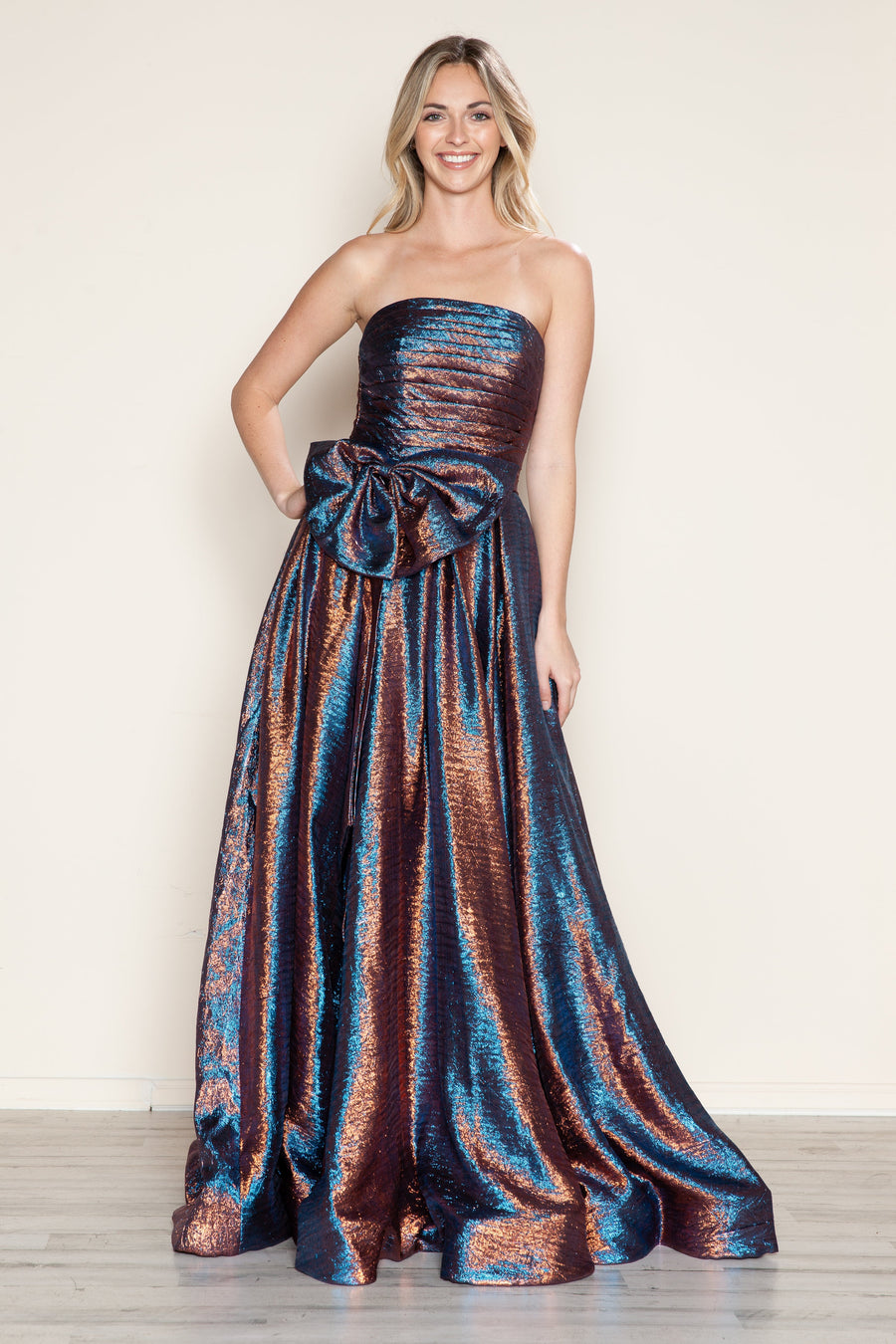 Prom Dresses  Metallic Long Formal A Line Prom Dress Turquoise/Bronze