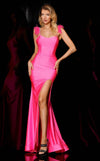Prom Dresses High Slit Prom Long Formal Evening Dress Neon Pink