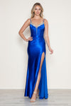 Prom Dresses Beaded Slit Long Formal Corset Prom Dress Royal