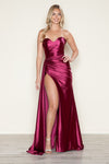 Prom Dresses Sit Long Formal Metallic Prom Slit Dress Burgundy