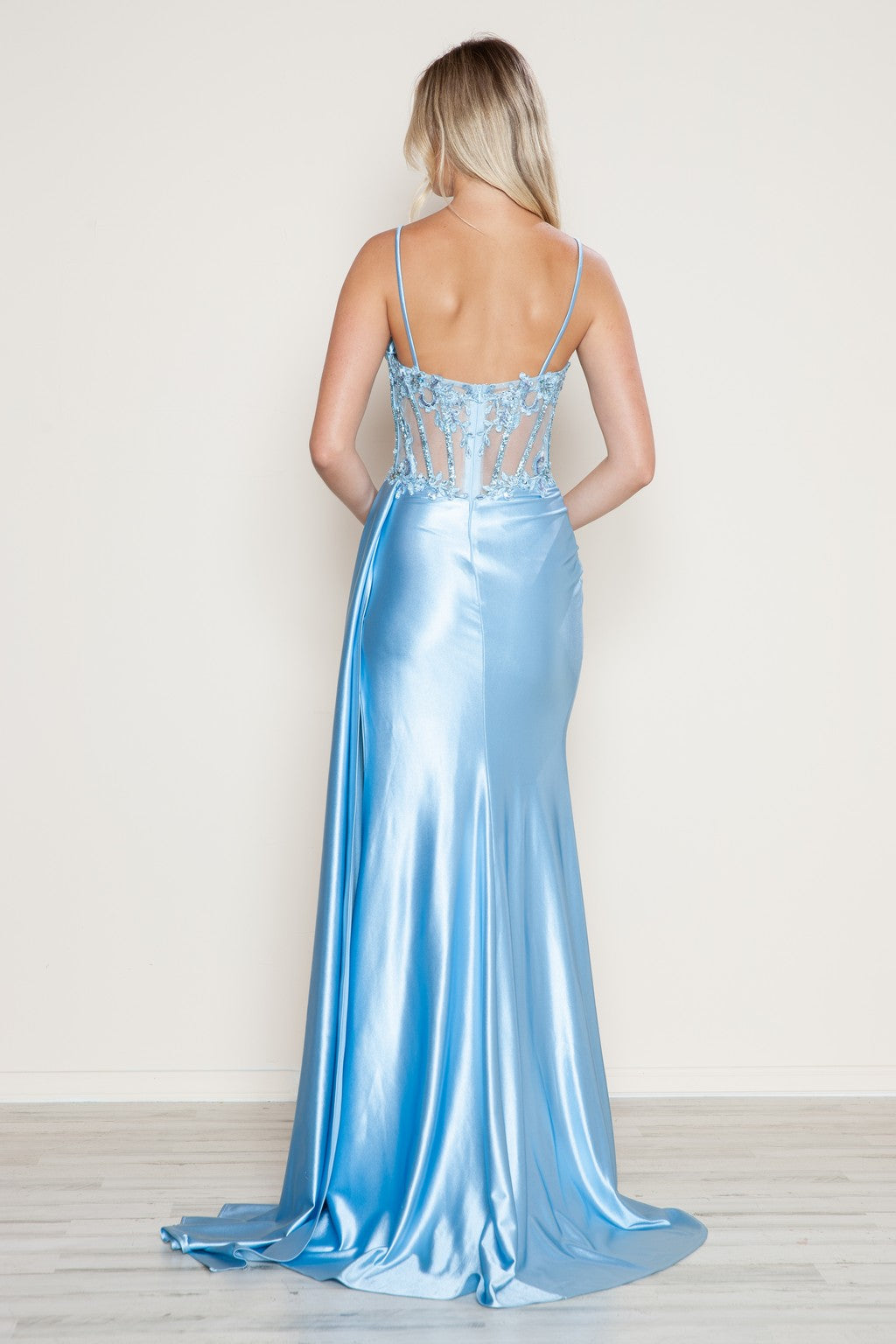 Prom Dresses Prom Long Corset Slit Prom Dress Blue
