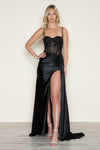 Prom Dresses Prom Long Corset Slit Prom Dress Black