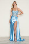 Prom Dresses Prom Long Corset Slit Prom Dress Blue
