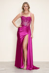 Prom Dresses Prom Long Corset Slit Prom Dress Magenta
