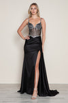 Prom Dresses Long Prom Beaded Slit Formal Fitted Dress Black