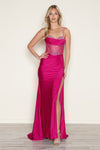 Prom Dresses Long Formal Slit Glitter Prom Dress Magenta