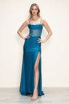 Prom Dresses Long Formal Slit Glitter Prom Dress Peacock