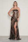 Prom Dresses Fitted Long Slit Formal Sequin Prom Dress Black/Gold