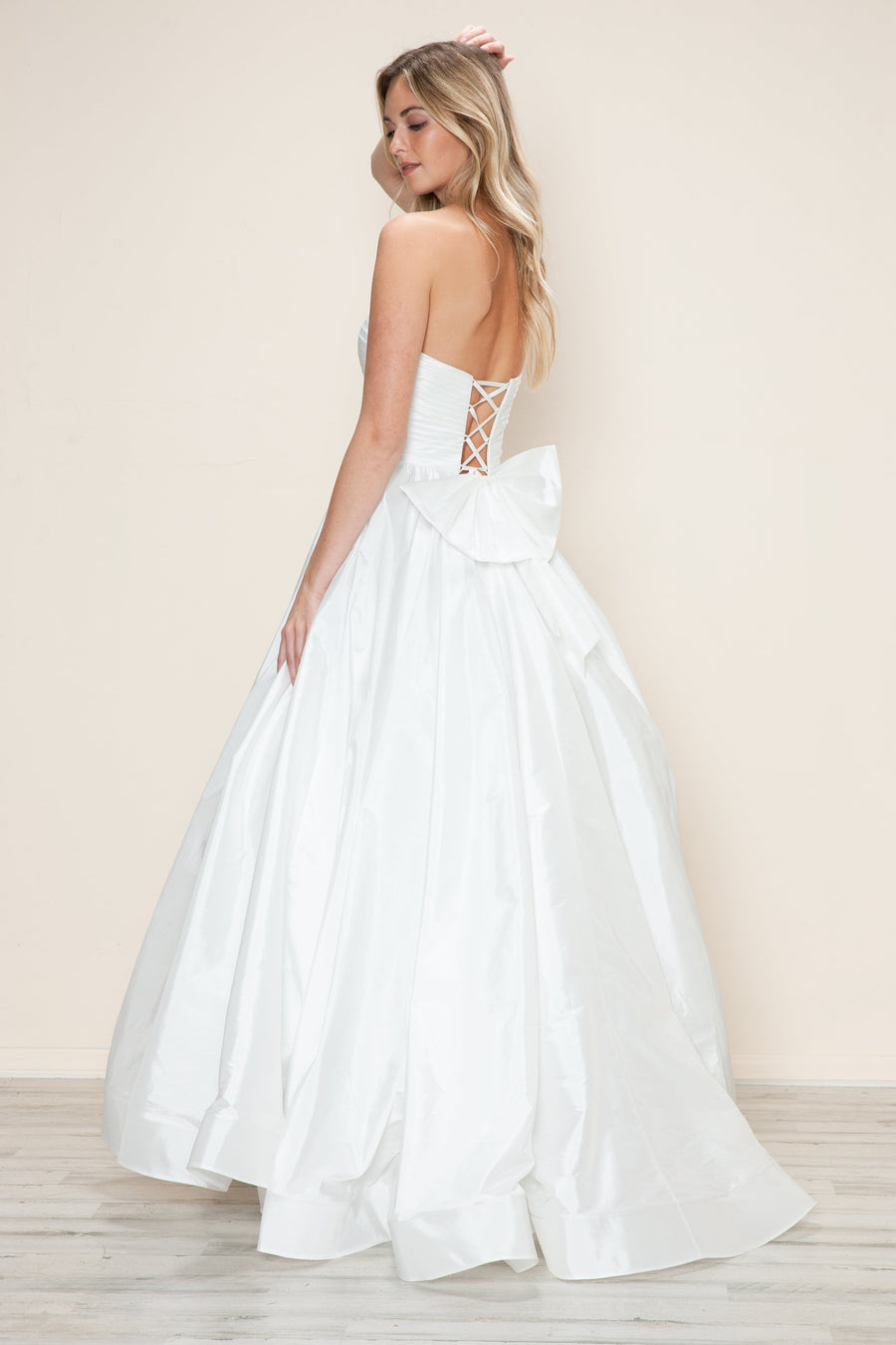 Prom Dresses A Line Long Formal Ruched Prom Dress Off-White