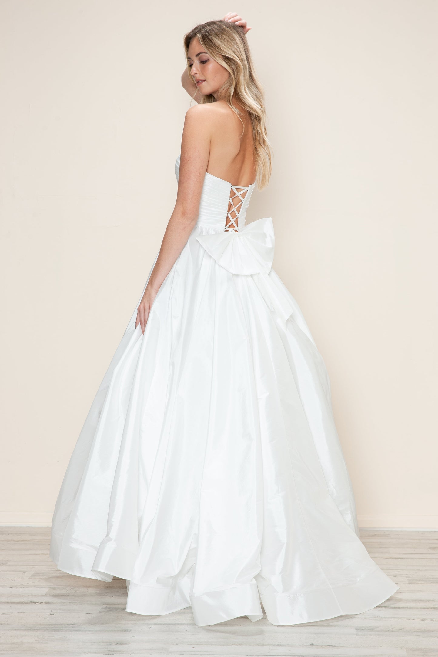 Prom Dresses A Line Long Formal Ruched Prom Dress Off-White