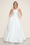 Prom Dresses A Line Long Formal Ruched Prom Dress Off-White
