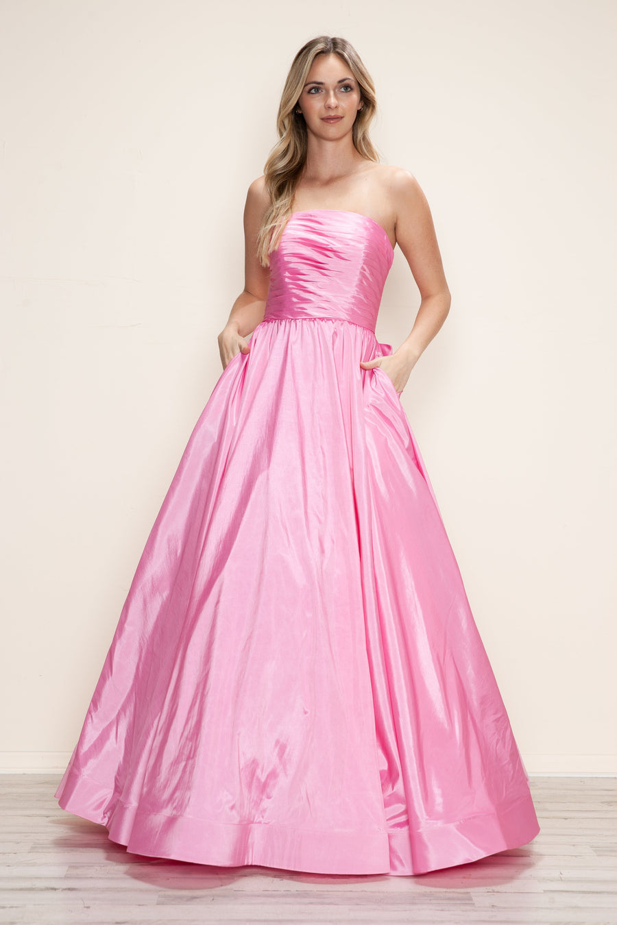 Prom Dresses A Line Long Formal Ruched Prom Dress Pink