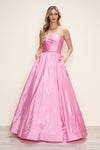 Prom Dresses A Line Long Formal Ruched Prom Dress Pink