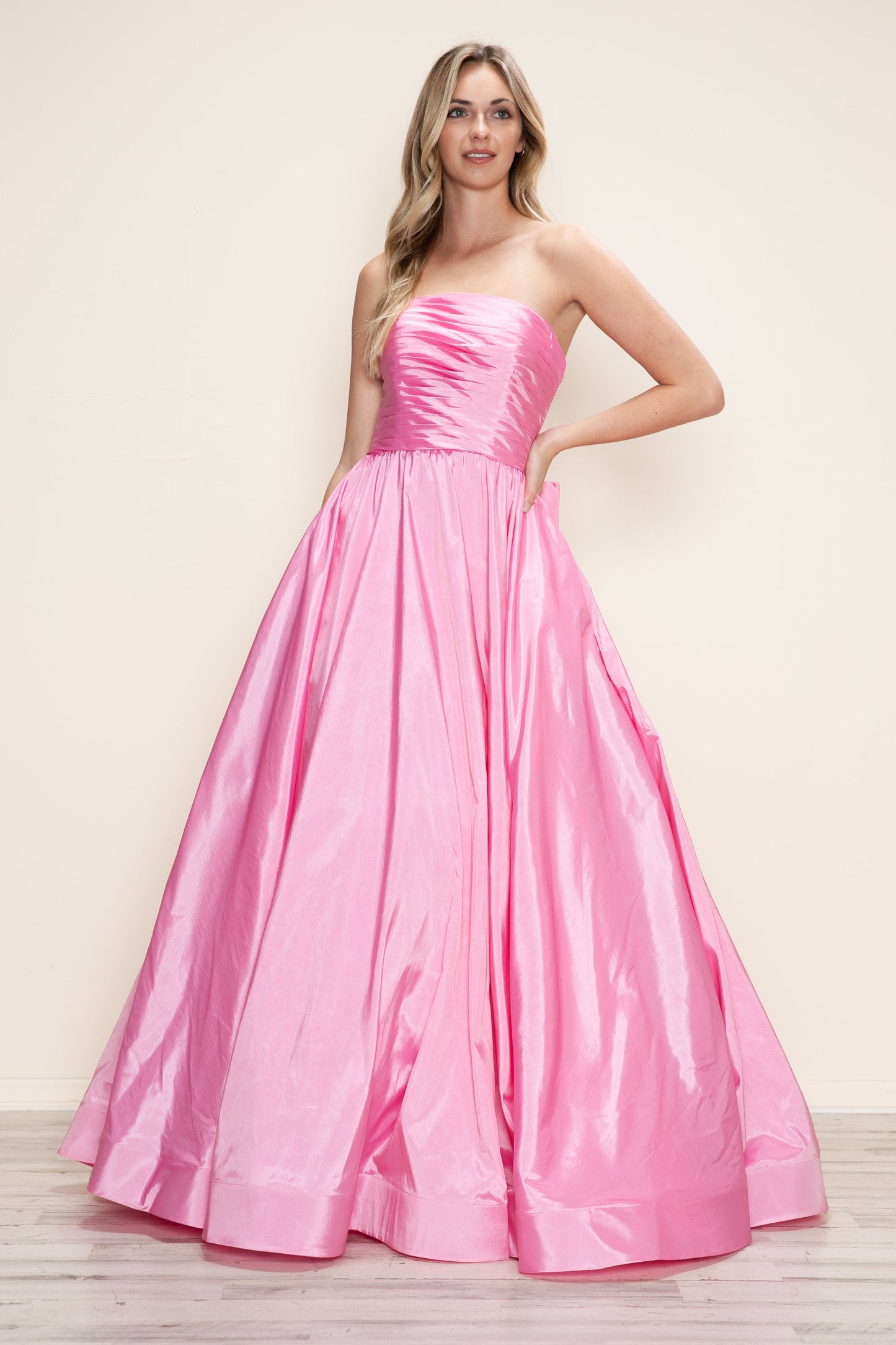 Prom Dresses A Line Long Formal Ruched Prom Dress Pink