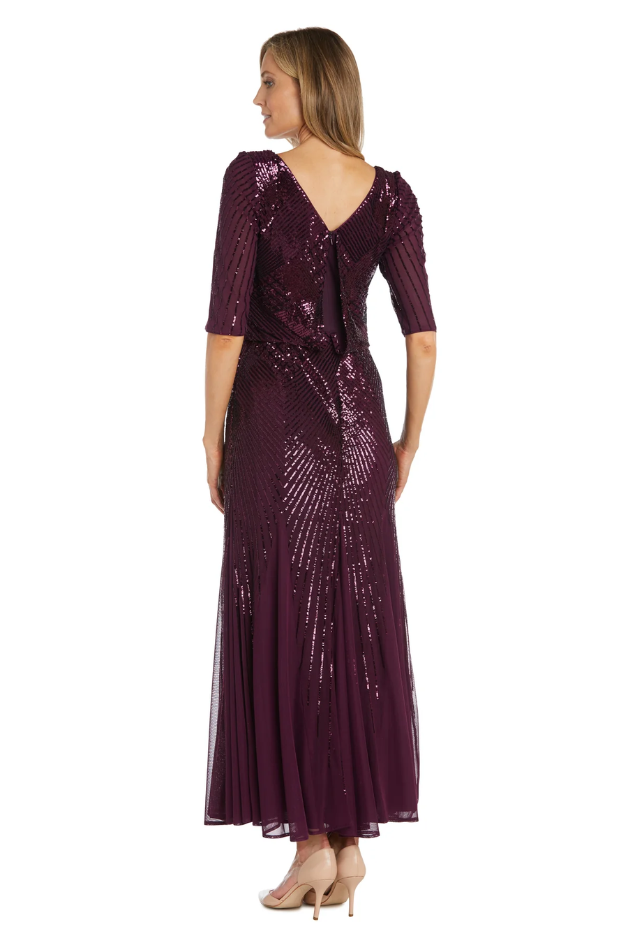 Formal Dresses Sequined Beaded Long Dress Plum