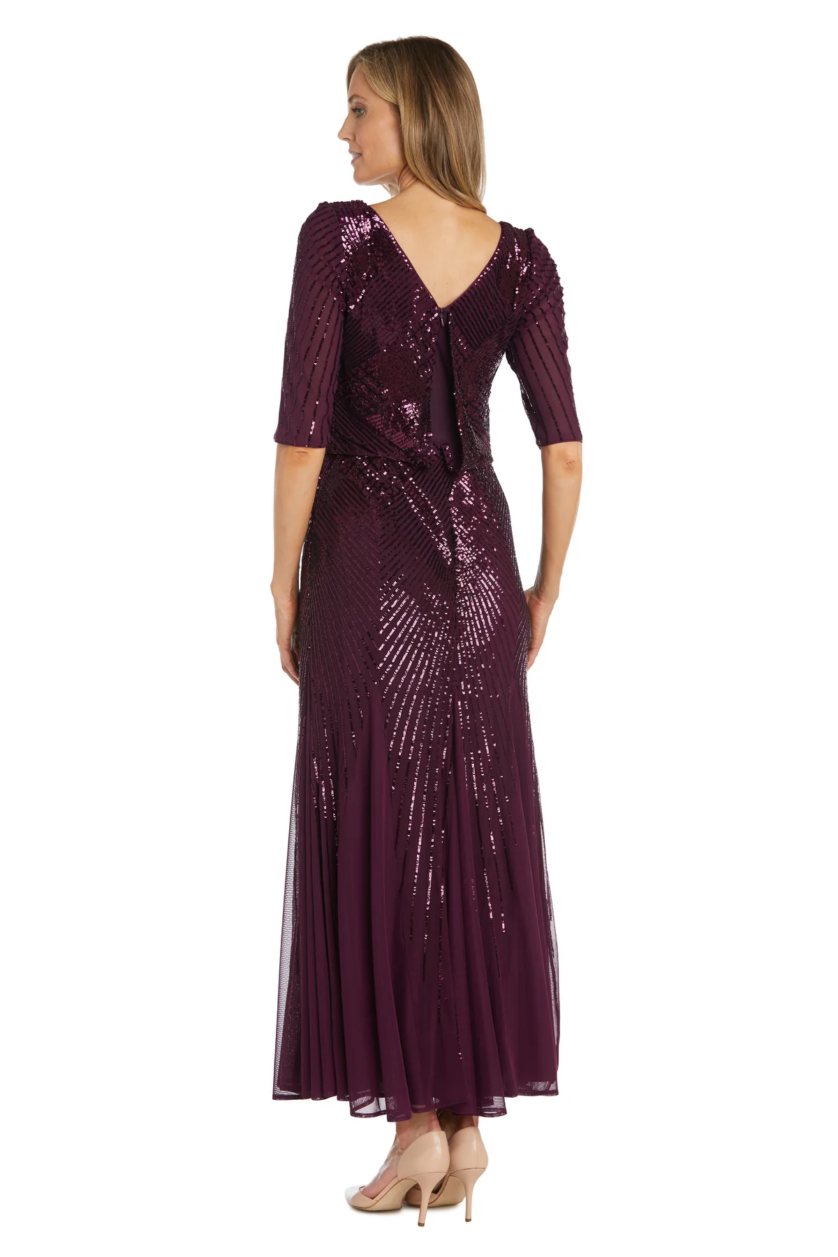 Formal Dresses Sequined Beaded Long Dress Plum