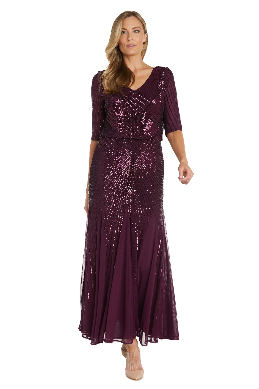 Formal Dresses Sequined Beaded Long Dress Plum