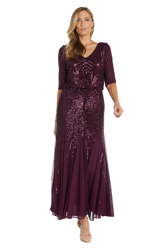 Formal Dresses Sequined Beaded Long Dress Plum