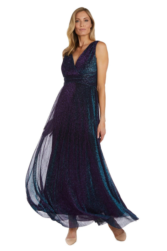 Formal Dresses Long Metallic Formal Dress Peacock/Purple
