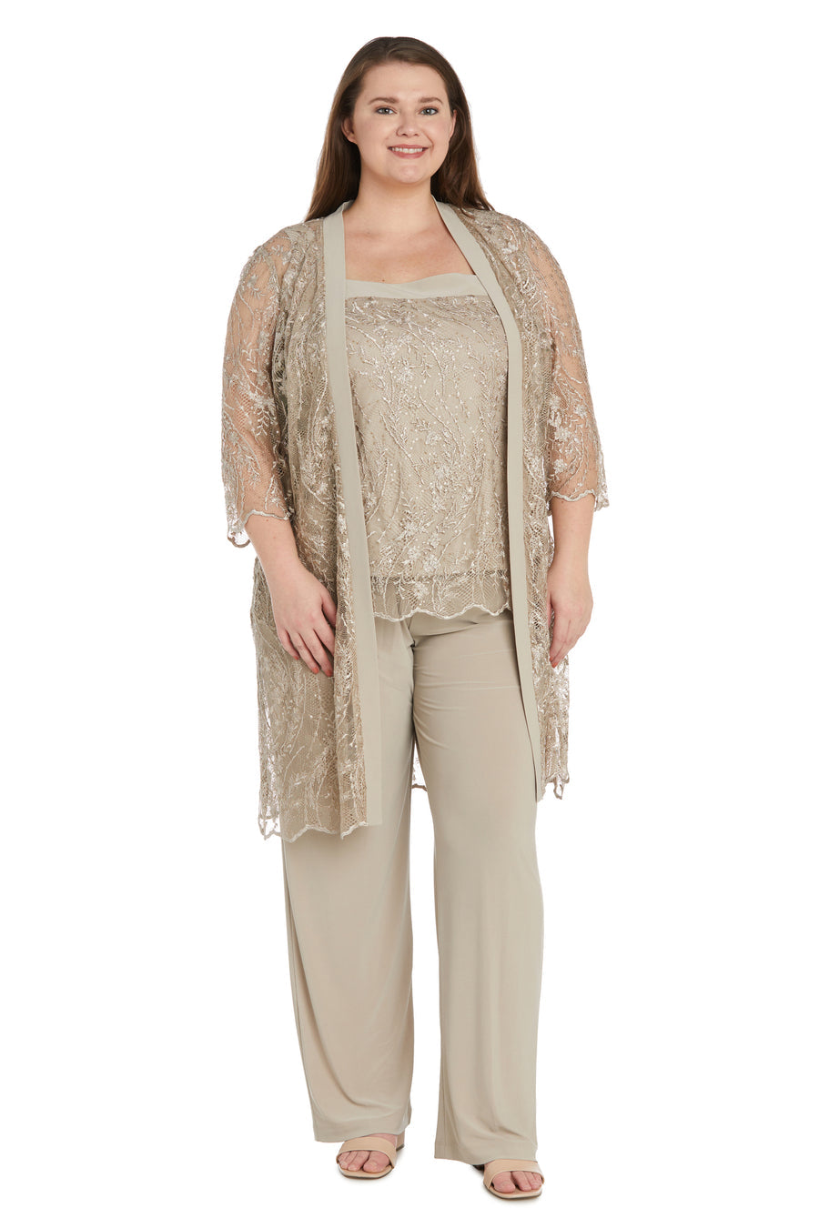 Pant Suit Plus Size Sequins Pant Set Champagne