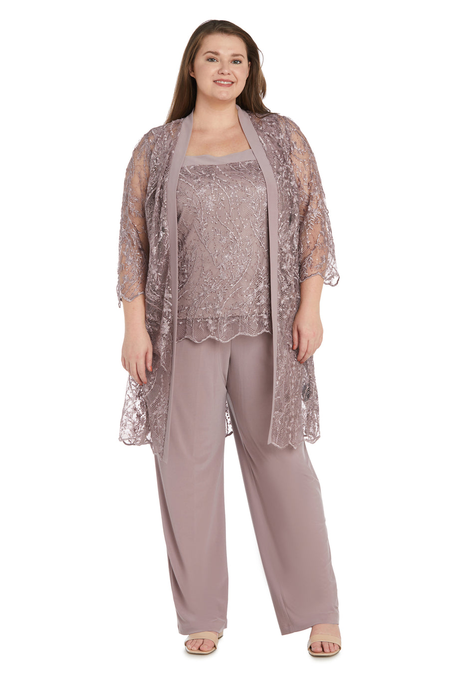 Pant Suit Plus Size Sequins Pant Set Mauve