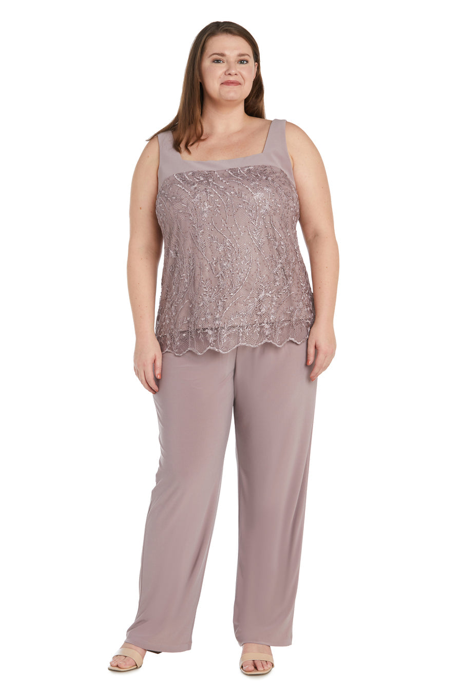 Pant Suit Plus Size Sequins Pant Set Mauve